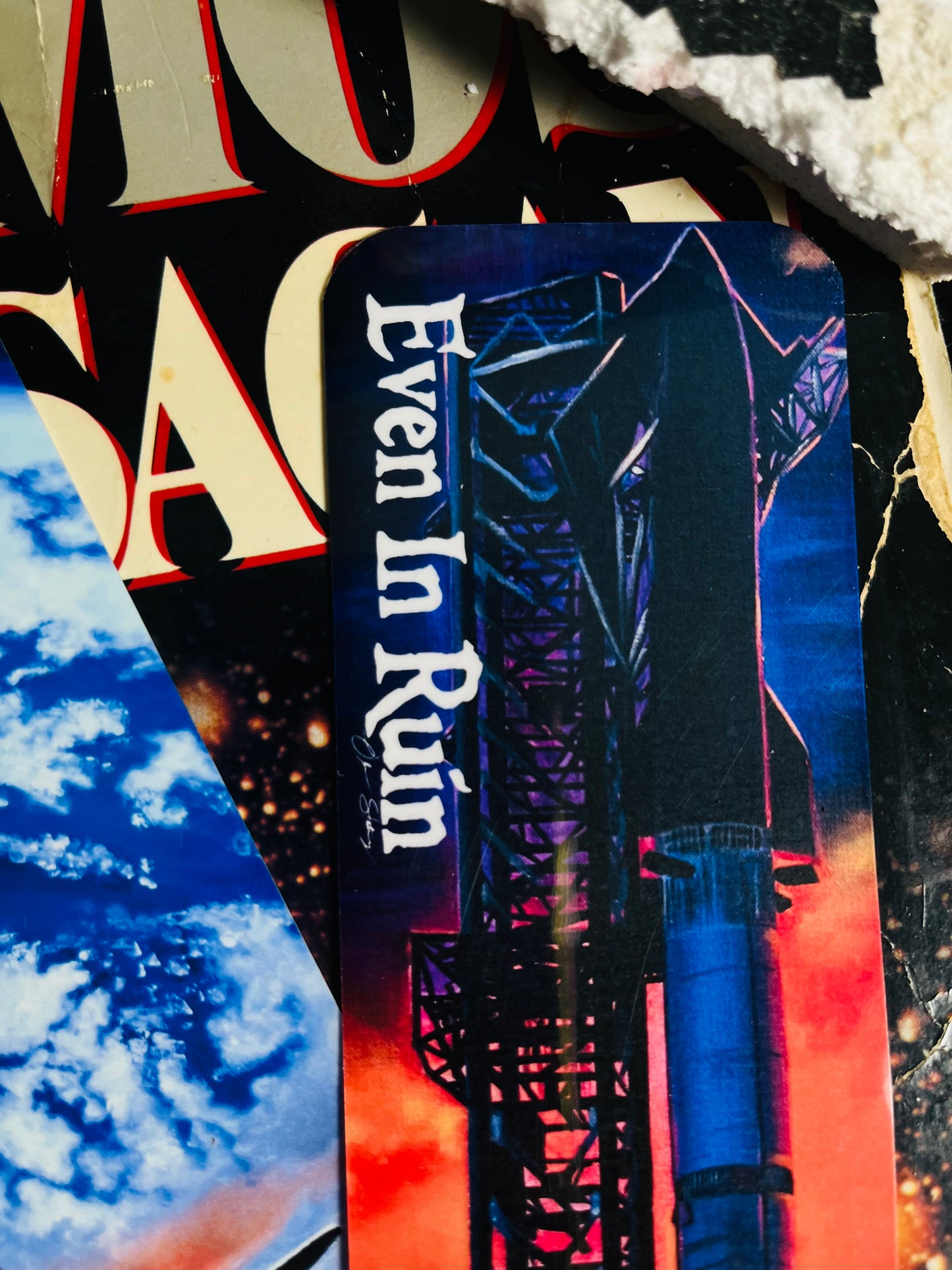 SpaceX Starship bookmarks w/ original art 2x7 inches