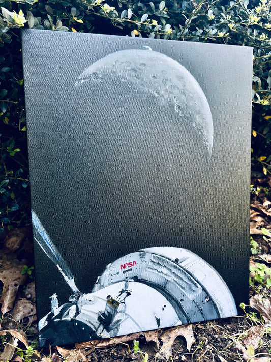 “Moon Joy” Artemis II Integrity Orion 11x14 inches ORIGINAL acrylic