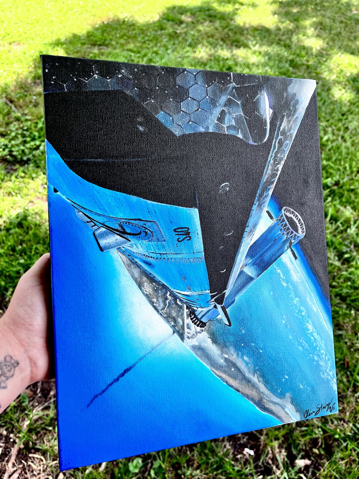 “AMAZE. AMAZE. AMAZE.” 11x14 inch Starship Super Heavy Original acrylic on canvas