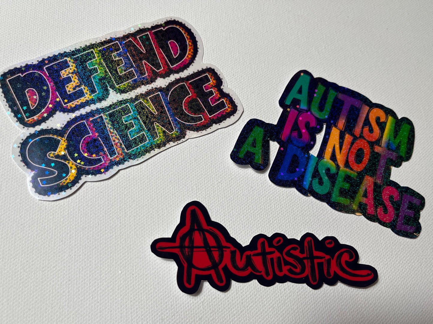 Autism Is Not a Disease tie-dye holographic 4x3 inches
