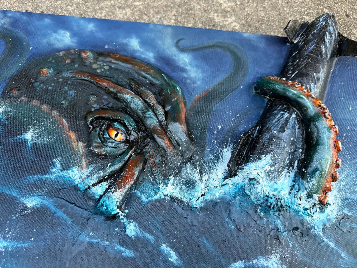 “Mechazilla” Kraken SpaceX Starship acrylic and polymer clay painting
