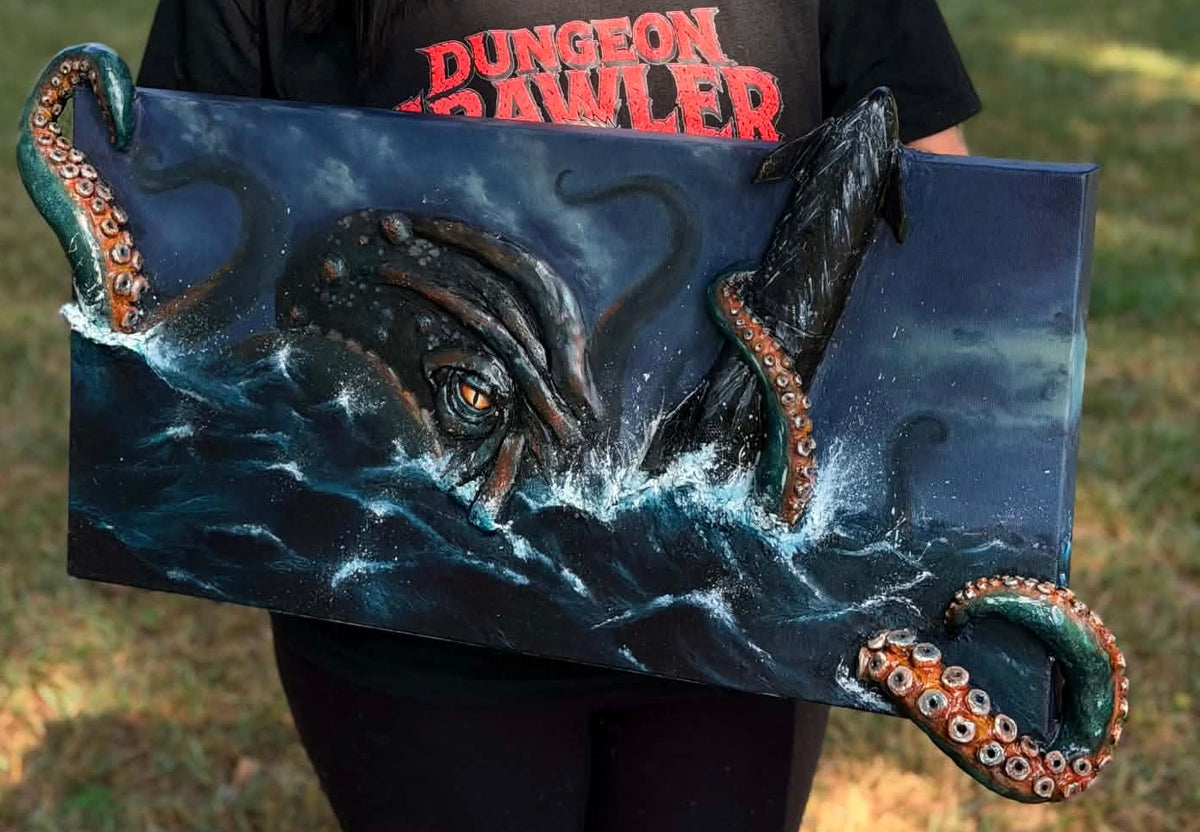 “Mechazilla” Kraken SpaceX Starship acrylic and polymer clay painting