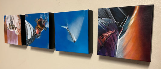 (4 piece set) 6x6 inches “Launch Sequence”