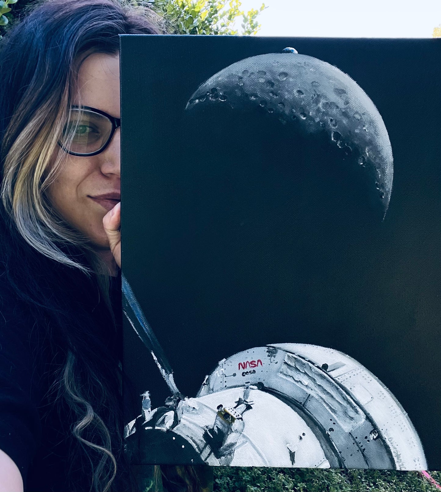 “Moon Joy” Artemis II Integrity Orion 11x14 inches ORIGINAL acrylic