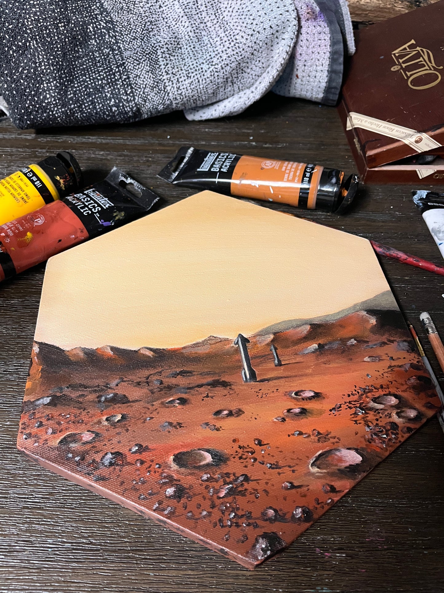 12 inch hexagonal “Genesis” original painting