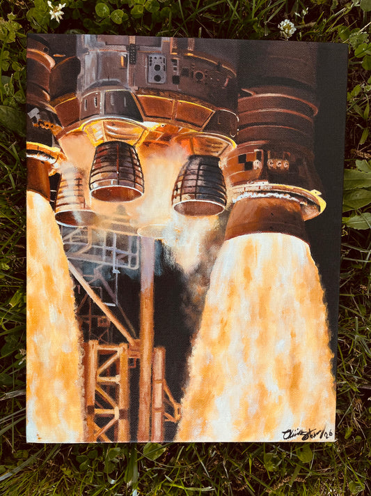 11x14 “Godspeed” SLS Artemis II launch ORIGINAL