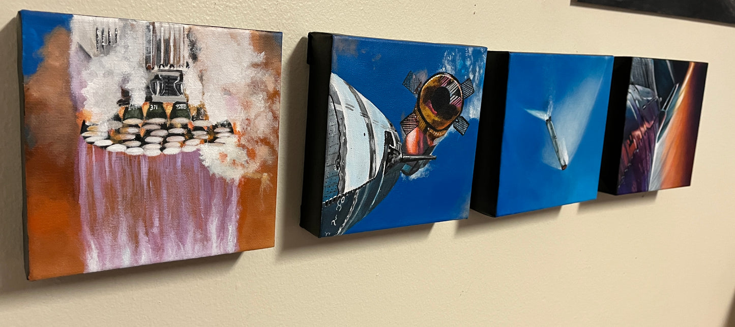 (4 piece set) 6x6 inches “Launch Sequence”