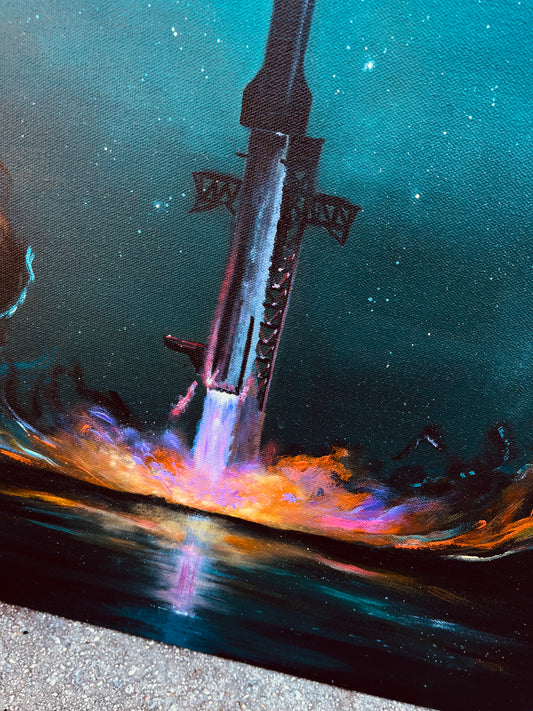 18x24inches “The Art of Leaving Earth” Starship ORIGINAL