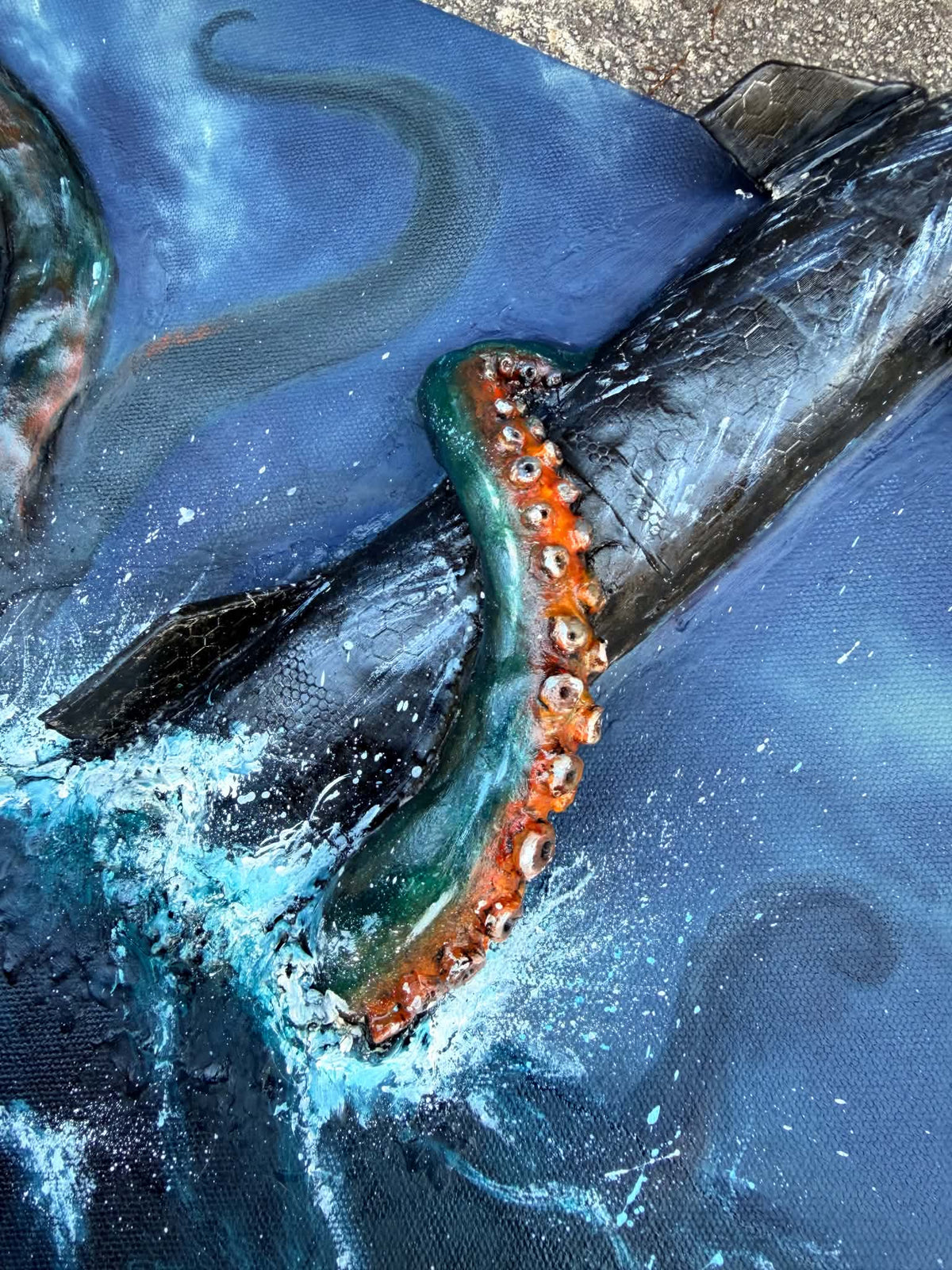 “Mechazilla” Kraken SpaceX Starship acrylic and polymer clay painting