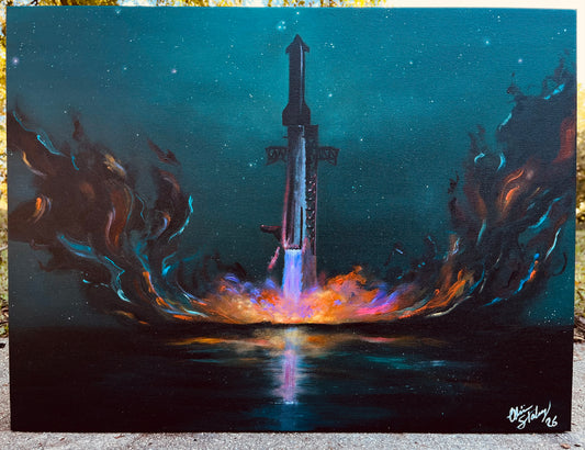 18x24inches “The Art of Leaving Earth” Starship ORIGINAL
