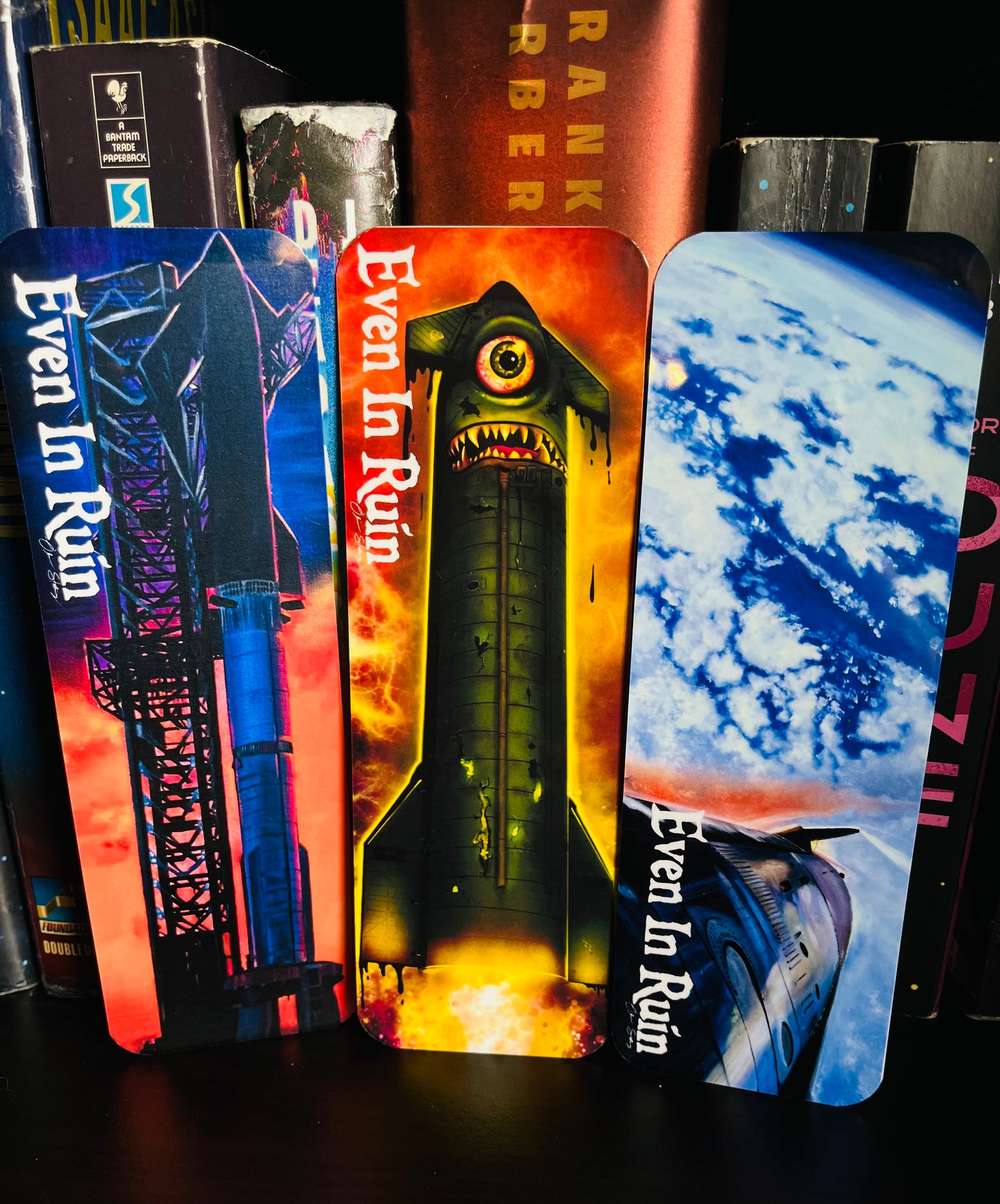 SpaceX Starship bookmarks w/ original art 2x7 inches
