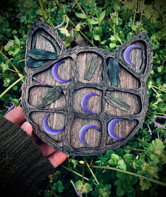 RIP Cat Toe - handmade tic tac toe board game