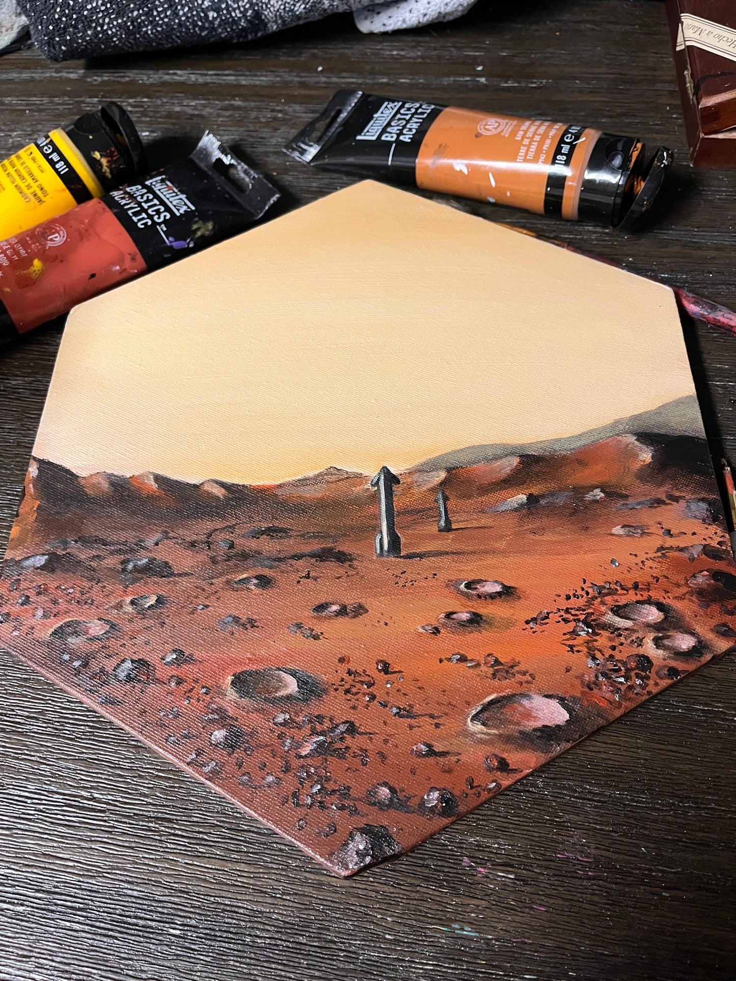 12 inch hexagonal “Genesis” original painting