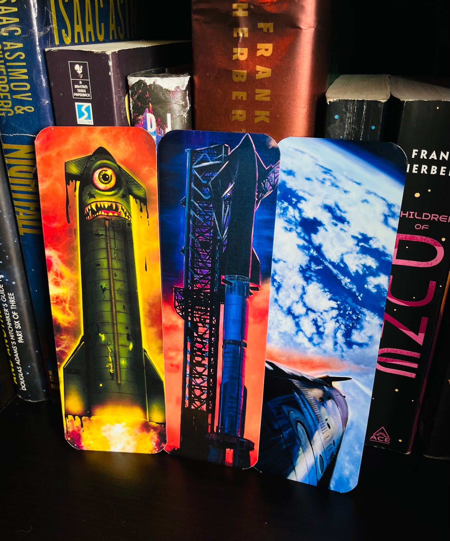 SpaceX Starship bookmarks w/ original art 2x7 inches