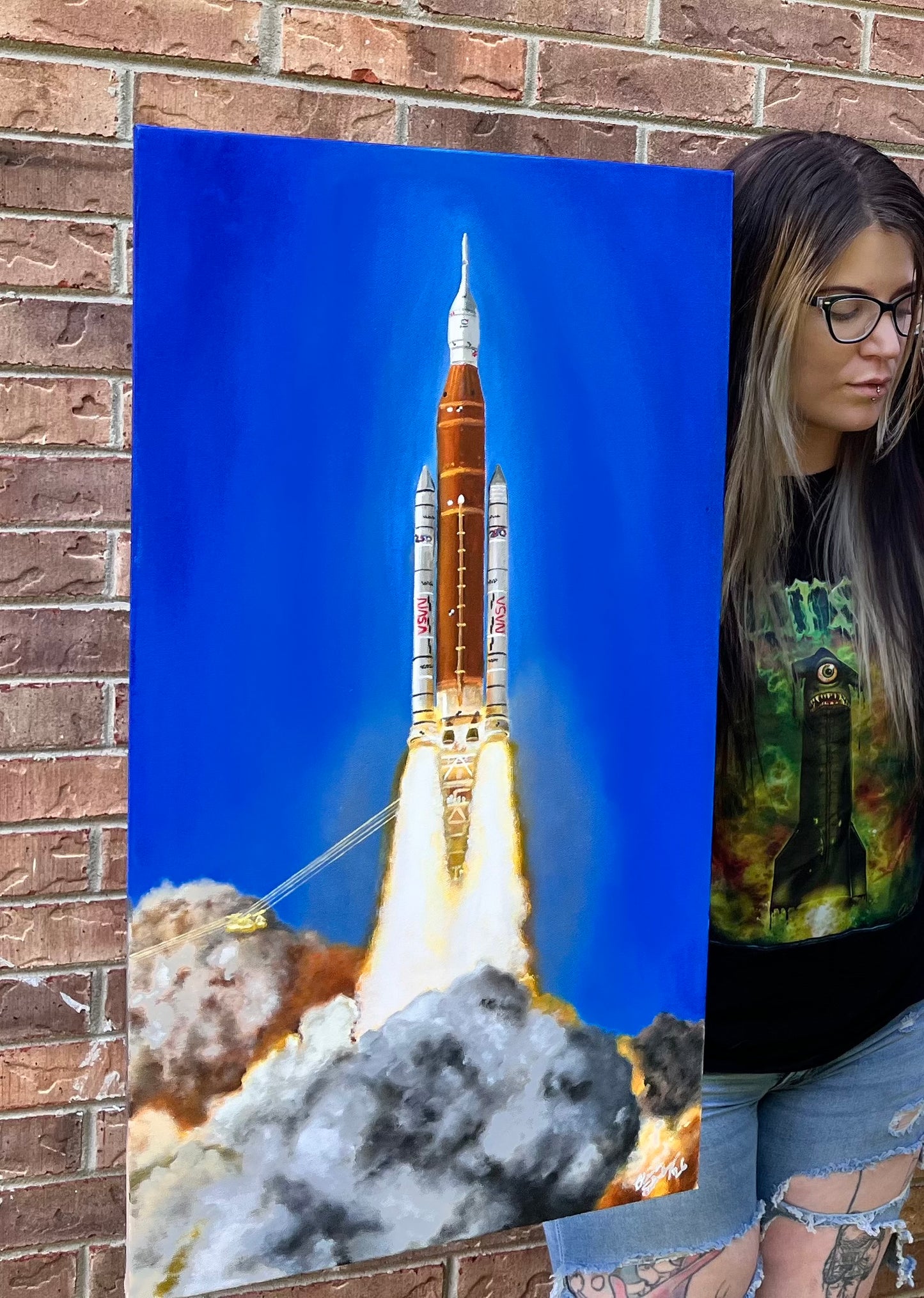 NASA SLS Artemis II launch 15x30 inches ORIGINAL acrylic