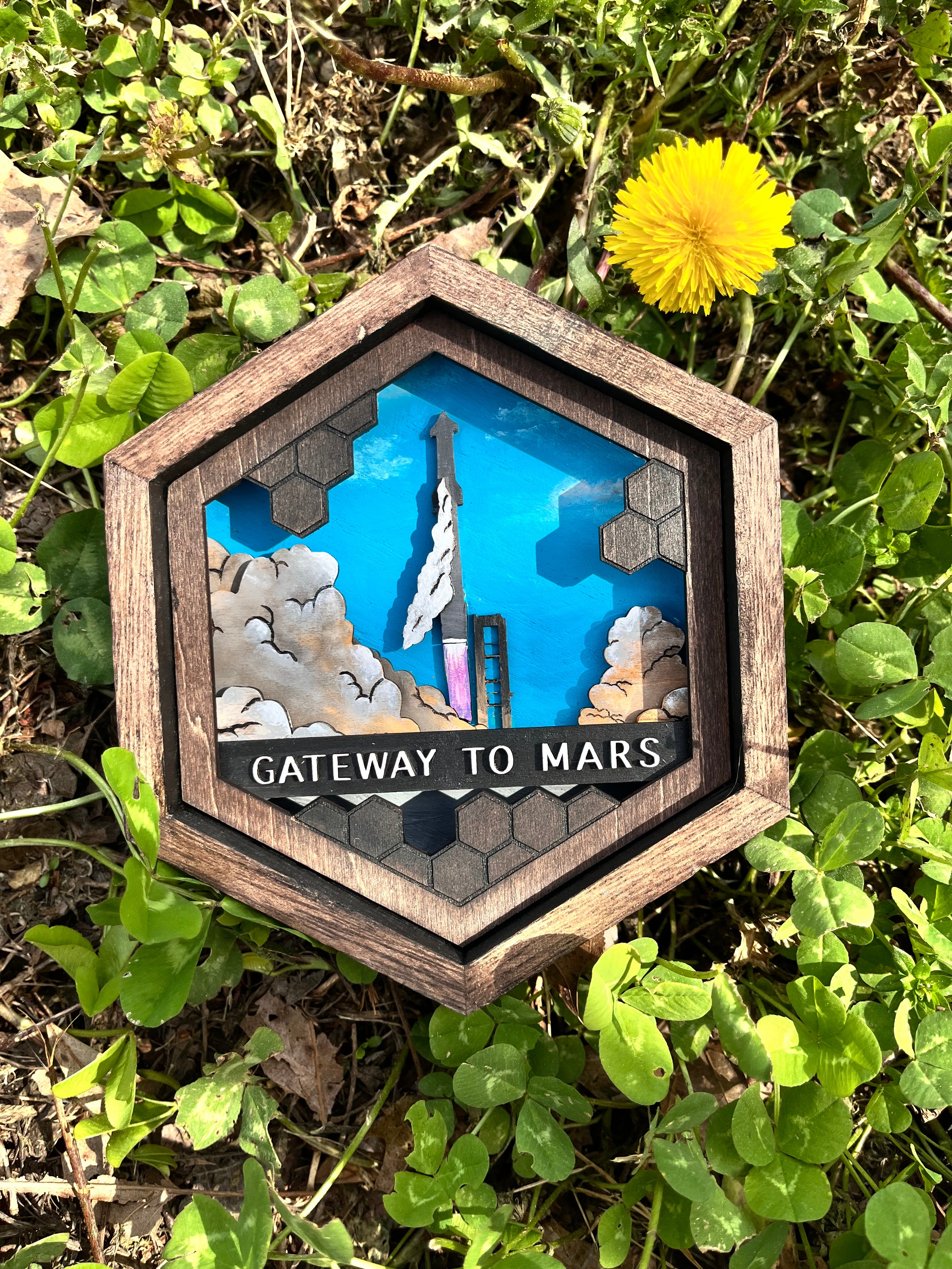 SpaceX Starship Superheavy wooden diorama wall decor 5.5x5.5