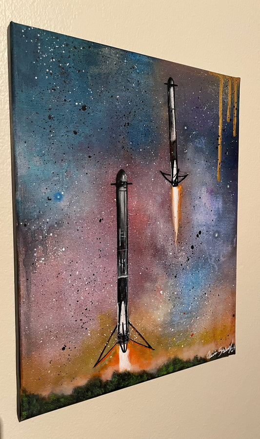 Falcon Heavy Booster landing 11x14 inches